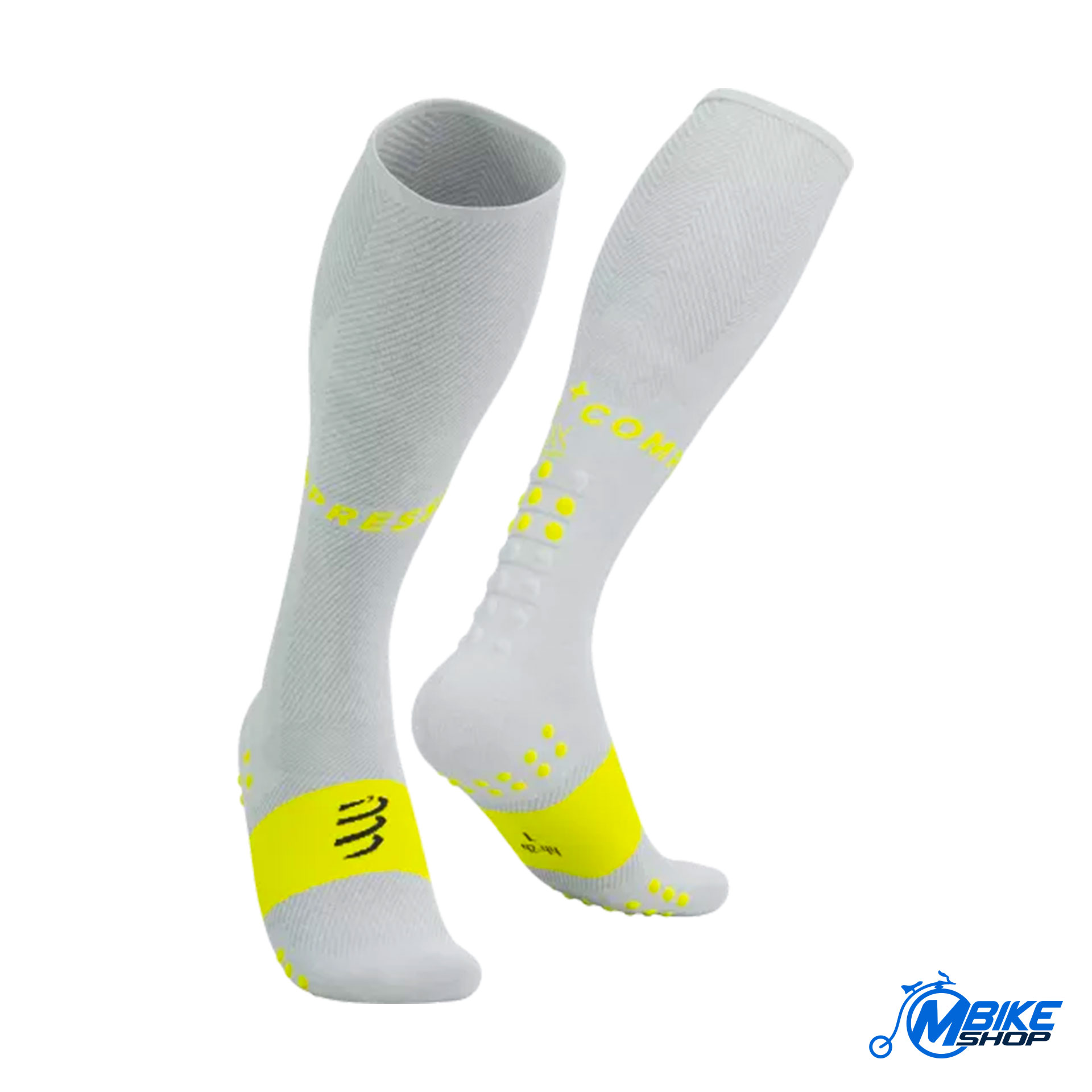 Čarape COMPRESSPORT Full Oxygen White/Safe Yellow