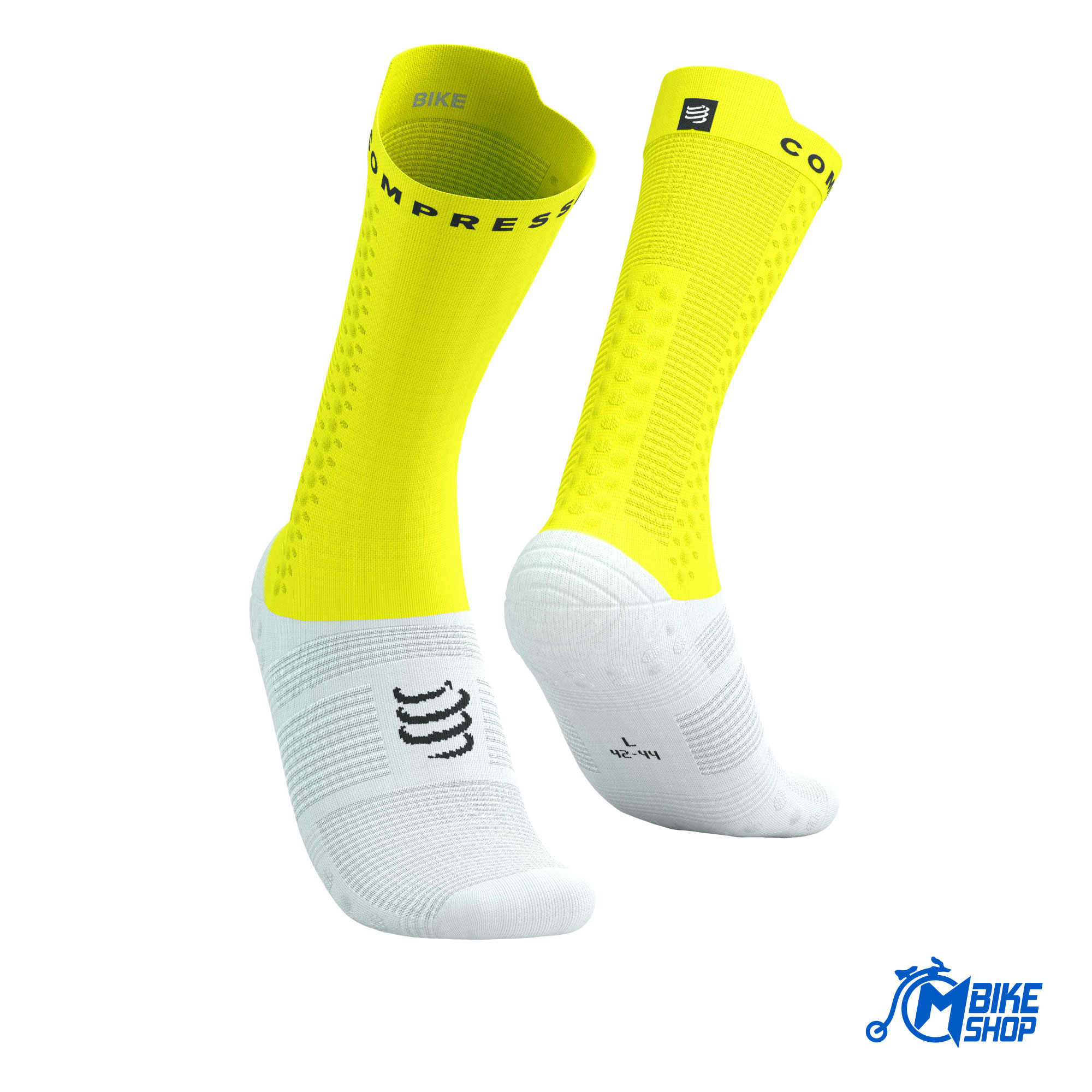 Čarape COMPRESSPORT Pro Racing V4.0 Bike White/Safe Yellow