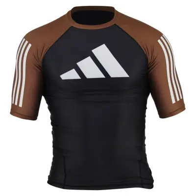 Kompresijska sportska majica za BJJ ADIDAS Rash Guard kratki rukav Black/Brown