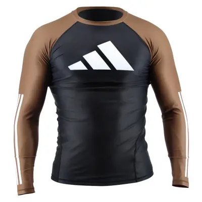 Kompresijska sportska majica za BJJ ADIDAS Rash Guard dugi rukav Black/Brown